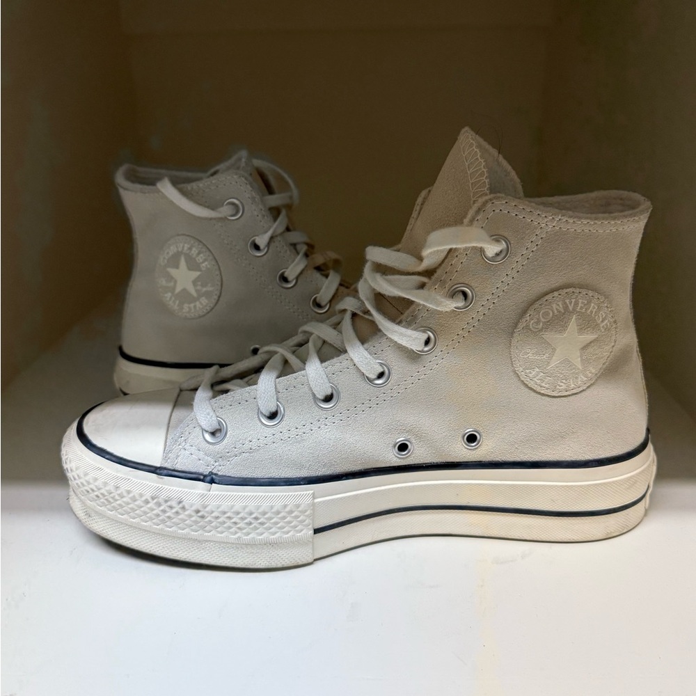White/Grey Converse Size 7, suede on the inside